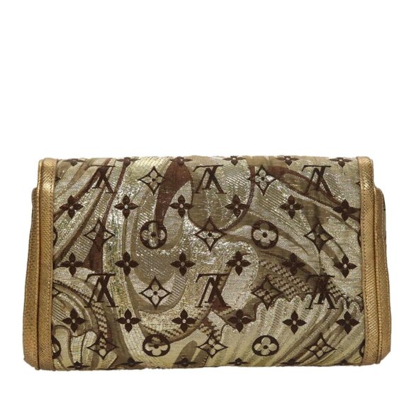 LOUIS VUITTON Monogram Brocade Tari Clutch Bag Gold M93142 LV Auth 106316S - Picture 2 of 14